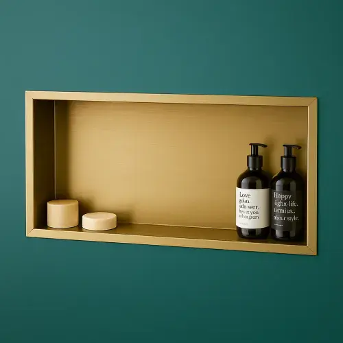Inset Shower Niche Brushed Brass - Stainless Steel