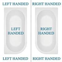 J Shaped Bath Back To Wall Corner Bath, 1650mm x 725mm, Left or Right Handed