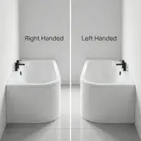 J Shaped Bath Back To Wall Corner Bath, 1650mm x 725mm, Left or Right Handed