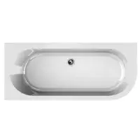 J Shaped Bath Back To Wall Corner Bath, 1650mm x 725mm, Left or Right Handed