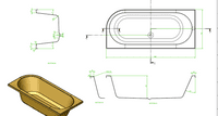 J Shaped Bath Back To Wall Corner Bath, 1650mm x 725mm, Left or Right Handed