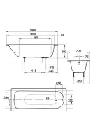 Kaldewei Eurowa Steel Bath with Grips, 1400mm x 700mm, White, 2 Tap Holes
