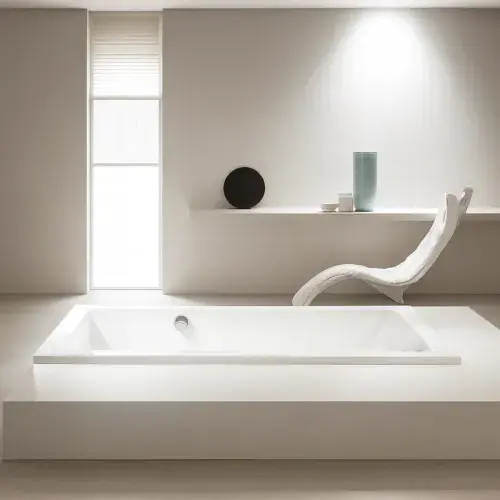Kaldewei Puro Side Overflow 1700 x 750mm Premium Steel Bath - Alpine White, No Tap Hole, Right Hand