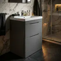 Kalmar Gloss Mid Grey 600mm - Basin unit - 100% Waterproof Basin Unit