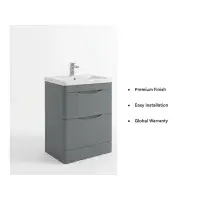 Kalmar Gloss Mid Grey 600mm - Basin unit - 100% Waterproof Basin Unit