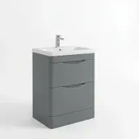 Kalmar Gloss Mid Grey 600mm - Basin unit - 100% Waterproof Basin Unit