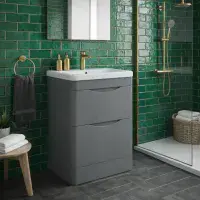 Kalmar Gloss Mid Grey 600mm - Basin unit - 100% Waterproof Basin Unit