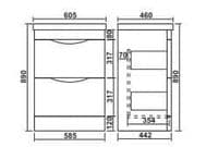 Kalmar Gloss Mid Grey 600mm - Basin unit - 100% Waterproof Basin Unit