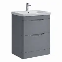 Kalmar Gloss Mid Grey 600mm - Basin unit - 100% Waterproof Basin Unit