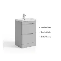 Kalmar Gloss Light Grey 600mm - Basin unit - 100% Waterproof Basin Unit