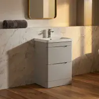 Kalmar Gloss Light Grey 600mm - Basin unit - 100% Waterproof Basin Unit