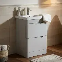 Kalmar Gloss Light Grey 600mm - Basin unit - 100% Waterproof Basin Unit