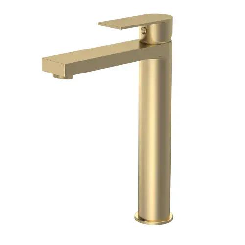 Kavlo High-Rise Mono Basin Mixer - Brushed Brass