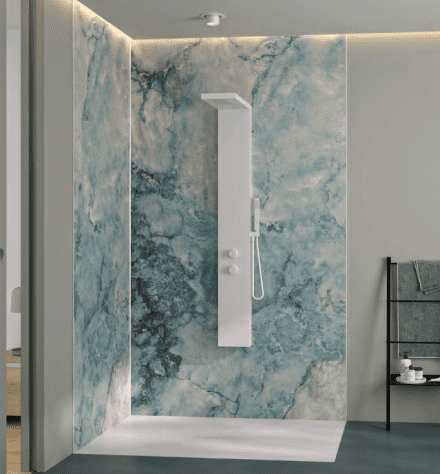 Kinewall Blue Grey Marble 1250mm x 2500mm Shower Wall Panel