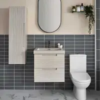 Kyoto 345mm Fluted 1 Door Tall Unit Matt Cotton