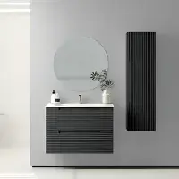 Kyoto 345mm Fluted 1 Door Tall Unit Matt Graphite