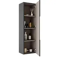 Kyoto 345mm Fluted 1 Door Tall Unit Matt Graphite