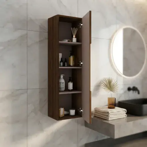 Kyoto 345mm Fluted 1 Door Tall Unit Matt Graphite