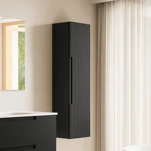Kyoto 345mm Fluted 1 Door Tall Unit Matt Graphite