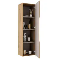 Kyoto 345mm Fluted 1 Door Tall Unit Oak
