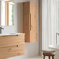 Kyoto 345mm Fluted 1 Door Tall Unit Oak