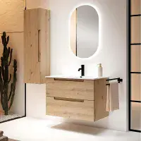 Kyoto 345mm Fluted 1 Door Tall Unit Oak