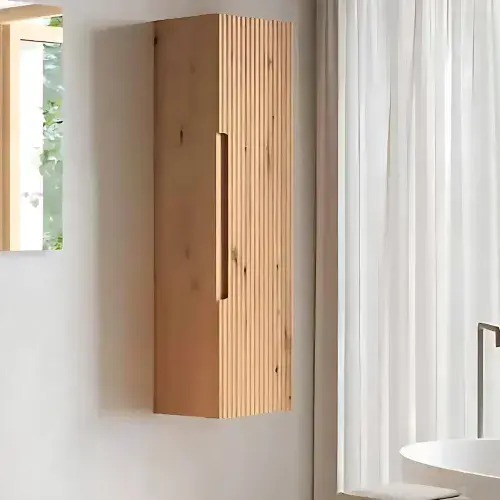 Kyoto 345mm Fluted 1 Door Tall Unit Oak