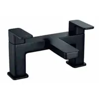 L Shape Shower Bath Pack, Serpens Toilet, White Floor Standing Vanity, Black Taps and Shower