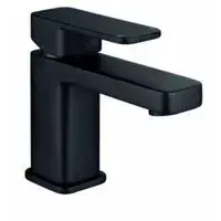 L Shape Shower Bath Pack, Serpens Toilet, White Floor Standing Vanity, Black Taps and Shower