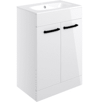 L Shaped Bath Vanity Pack with Black Taps, Dual Head Shower & Accessories