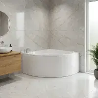 Lagune Corner Bath, 1350 x 1350mm, White, Includes Optional Panel & Legs/Fixings
