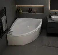 Lagune Corner Bath, 1350 x 1350mm, White, Includes Optional Panel & Legs/Fixings