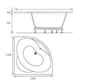 Lagune Corner Bath, 1350 x 1350mm, White, Includes Optional Panel & Legs/Fixings