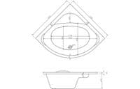 Lagune Corner Bath, 1350 x 1350mm, White, Includes Optional Panel & Legs/Fixings