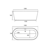 Lambeth 1590 x 740mm Freestanding Bath, Gloss White - Lifetime Guarantee
