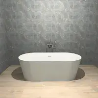 Lambeth 1590 x 740mm Freestanding Bath, Gloss White - Lifetime Guarantee