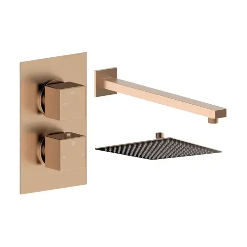 Land Square Concealed Shower Valve & Kit Pack 1 - Brushed Bronze