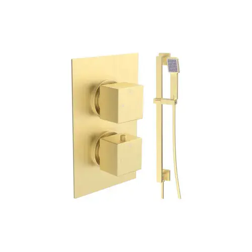 Land Square Concealed Shower Valve & Kit Pack 2 - Brushed Brass