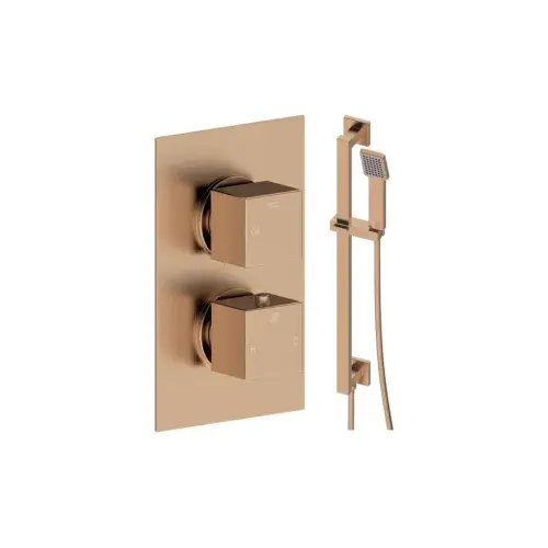 Land Square Concealed Shower Valve & Kit Pack 2 - Brushed Bronze