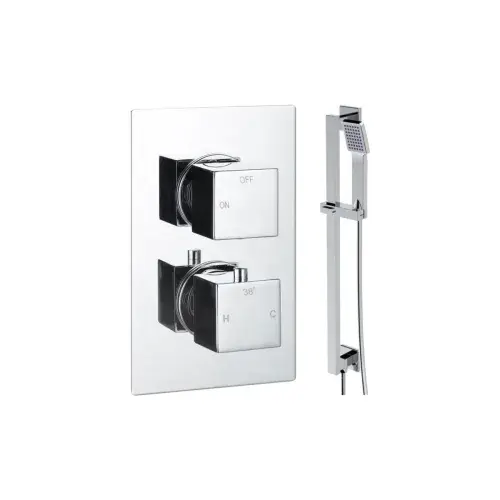 Land Square Concealed Shower Valve & Kit Pack 2 - Chrome