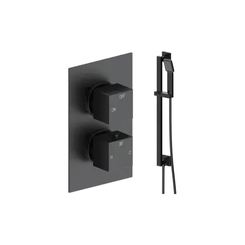 Land Square Concealed Shower Valve & Kit Pack 2 - Matt Black