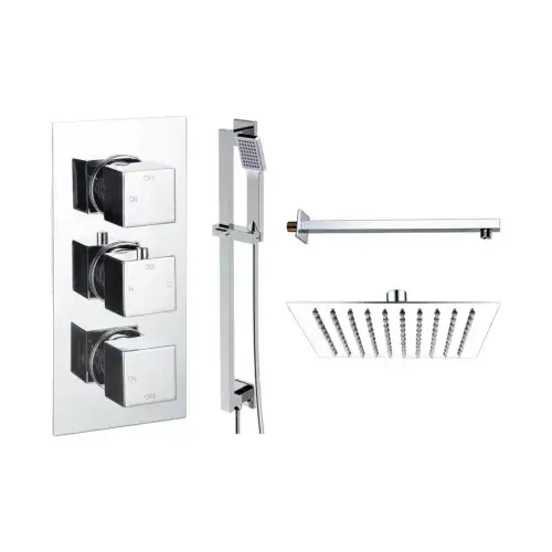 Land Square Concealed Shower Valve & Kit Pack 3 - Chrome