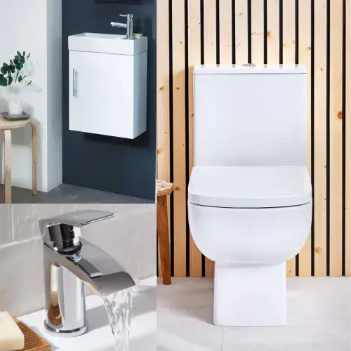 Landa Cloakroom Vanity Unit Bathroom Suite with Basin Tap