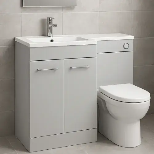 Lavello 1000mm Floor Standing L Shape Pack with Basin Worktop, Grey Gloss