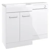 Lavello 1000mm Floor Standing L Shape Pack with Basin Worktop, White Gloss