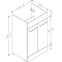 Lavello 1000mm Floor Standing L Shape Pack with Basin Worktop, White Gloss