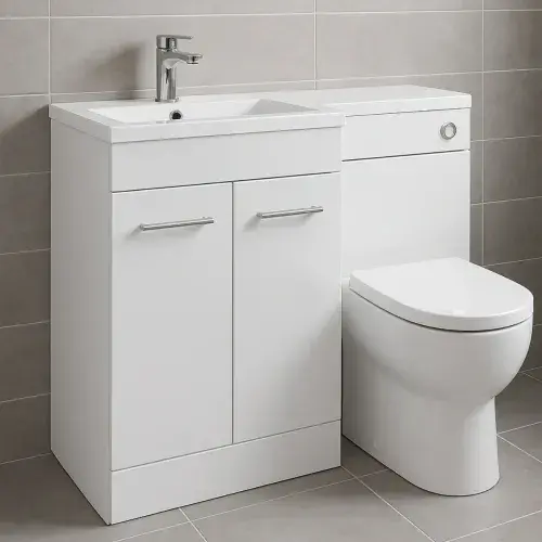 Lavello 1000mm Floor Standing L Shape Pack with Basin Worktop, White Gloss