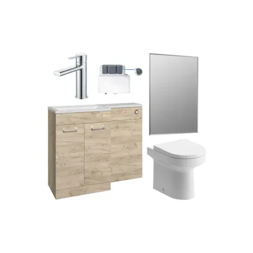 Lavello 1000mm Furniture & BTW WC Pack - Oak (LH)