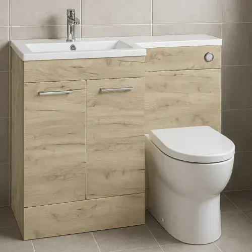 Lavello 1000mm L-Shape Furniture Pack (Left Hand) - Oak | Inc. Cistern & Basin Top