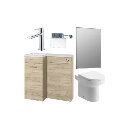 Lavello 900mm Furniture & BTW WC Pack - Oak (LH)